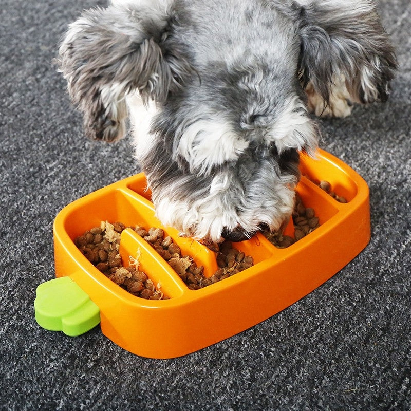 Carrot-Shaped Ceramic Slow Feeder Bowl – Anti-Choking Pet Food Bowl for Dogs & Cats