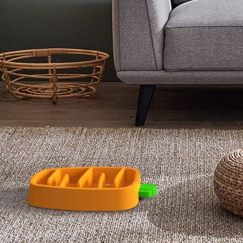 Carrot-Shaped Ceramic Slow Feeder Bowl – Anti-Choking Pet Food Bowl for Dogs & Cats