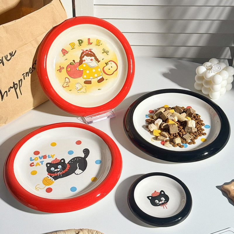 Ceramic Cat Bowl – Cat Food Dish & Canned Food Plate, Pet Feeding Bowl