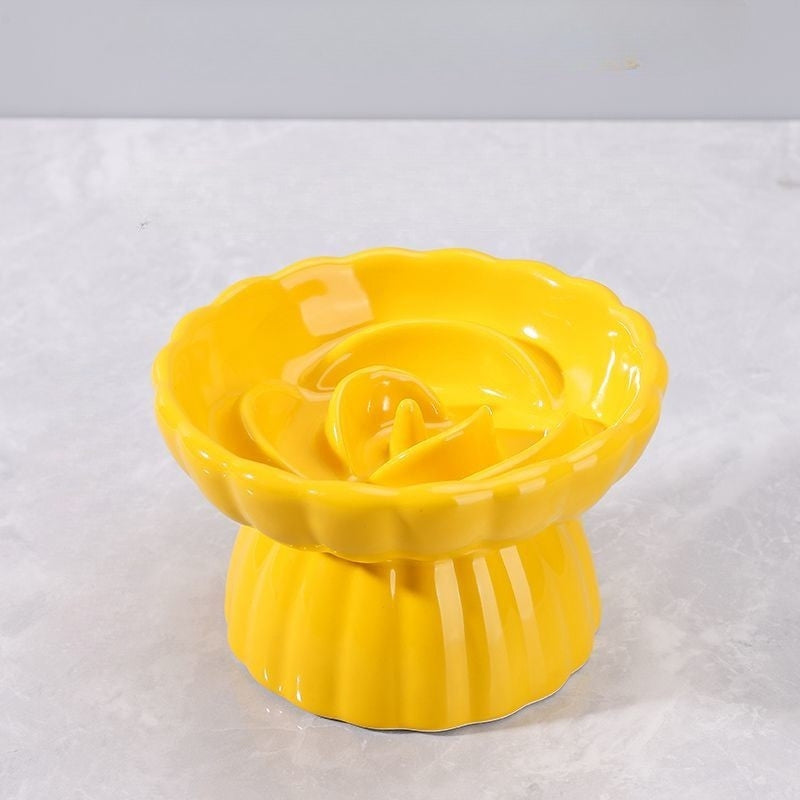 Elevated Ceramic Slow Feeder Cat Bowl – Anti-Choking, Anti-Acne, Anti-Tip Feeding Bowl