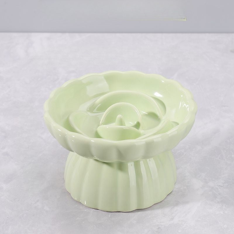 Elevated Ceramic Slow Feeder Cat Bowl – Anti-Choking, Anti-Acne, Anti-Tip Feeding Bowl