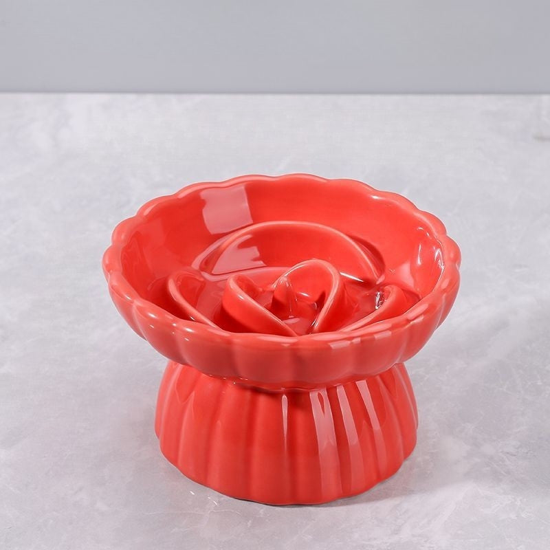 Elevated Ceramic Slow Feeder Cat Bowl – Anti-Choking, Anti-Acne, Anti-Tip Feeding Bowl