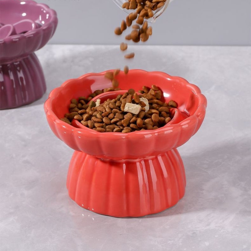 Elevated Ceramic Slow Feeder Cat Bowl – Anti-Choking, Anti-Acne, Anti-Tip Feeding Bowl