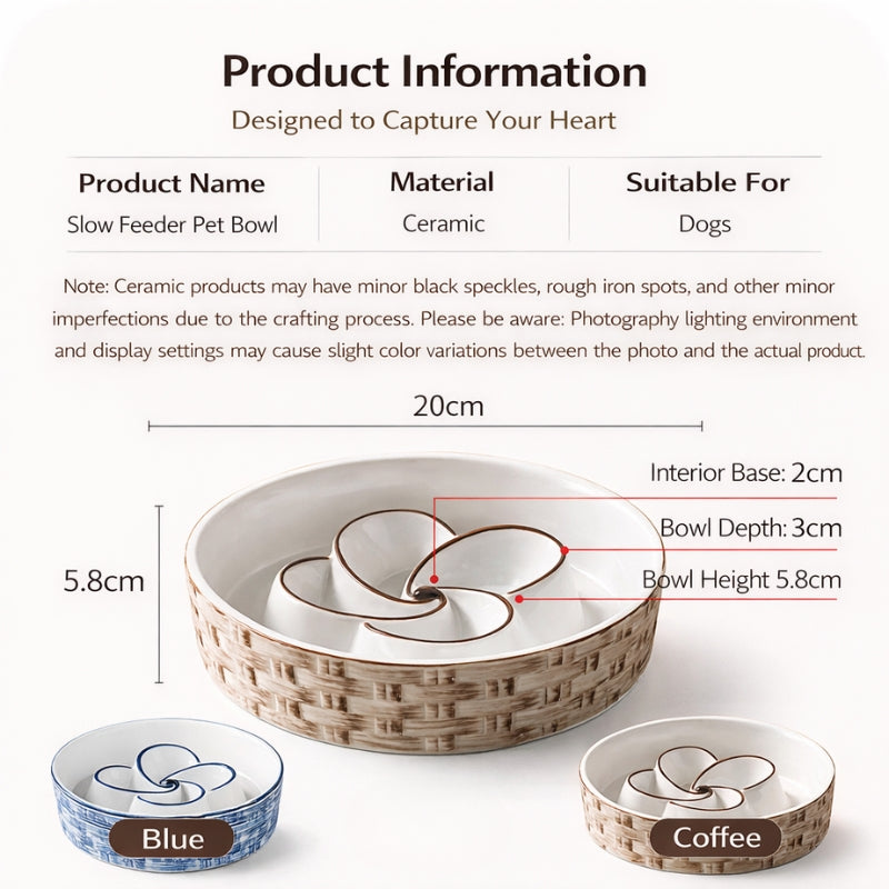 Ceramic Slow Feeder Dog Bowl – Anti-Choking Feeding Bowl for Medium & Large Dogs