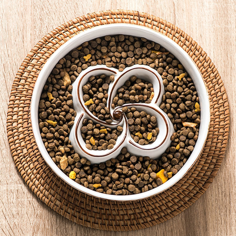 Ceramic Slow Feeder Dog Bowl – Anti-Choking Feeding Bowl for Medium & Large Dogs