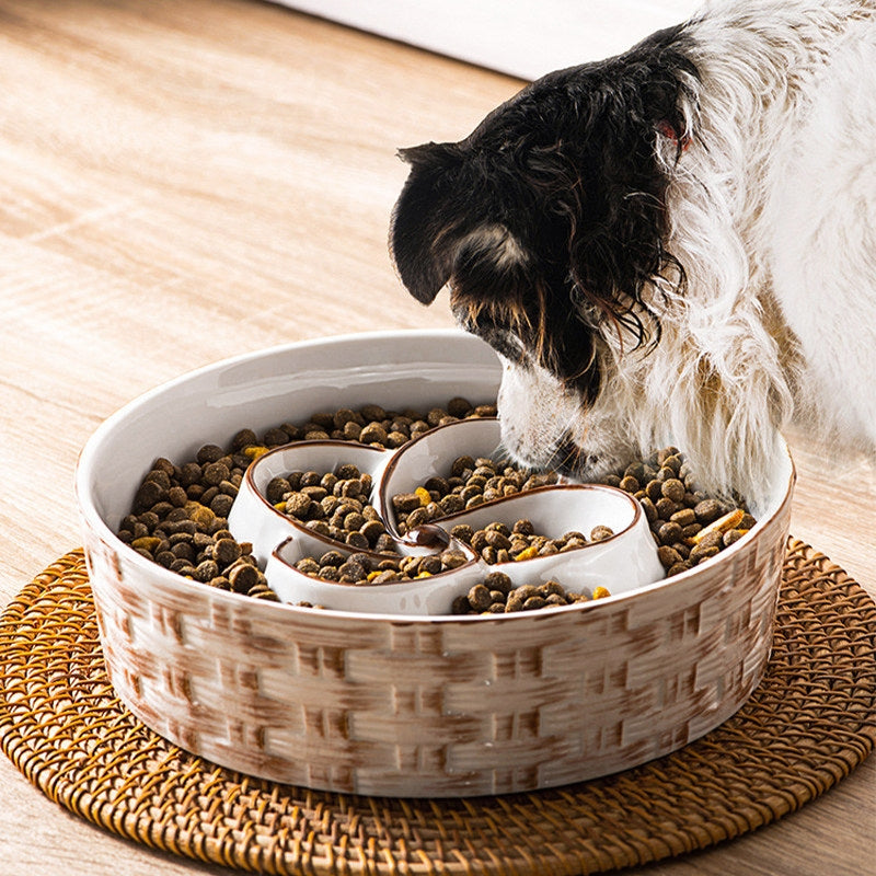 Ceramic Slow Feeder Dog Bowl – Anti-Choking Feeding Bowl for Medium & Large Dogs