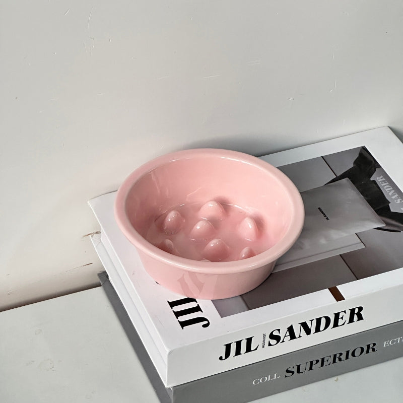 Ceramic Elevated Slow Feeder Bowl – Anti-Choking Feeding Bowl for Cats & Dogs