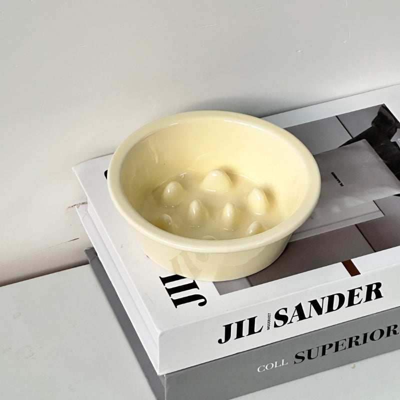 Ceramic Elevated Slow Feeder Bowl – Anti-Choking Feeding Bowl for Cats & Dogs