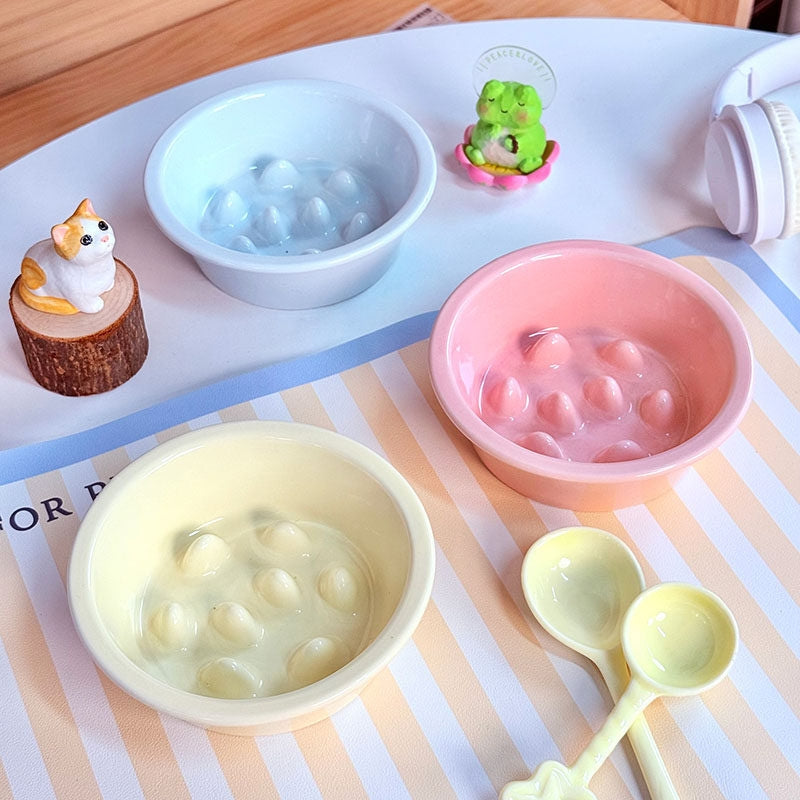 Ceramic Elevated Slow Feeder Bowl – Anti-Choking Feeding Bowl for Cats & Dogs
