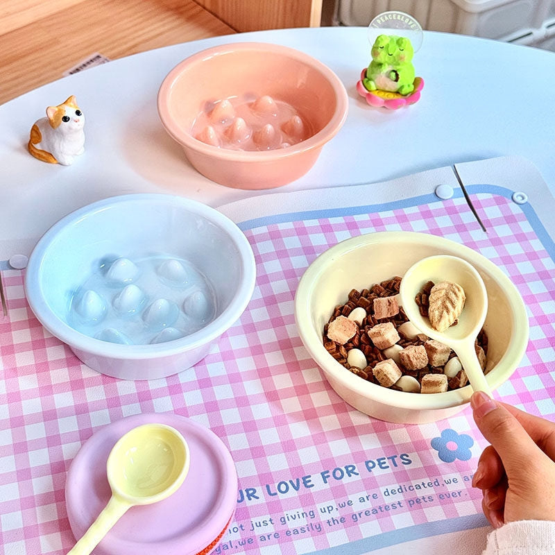 Ceramic Elevated Slow Feeder Bowl – Anti-Choking Feeding Bowl for Cats & Dogs