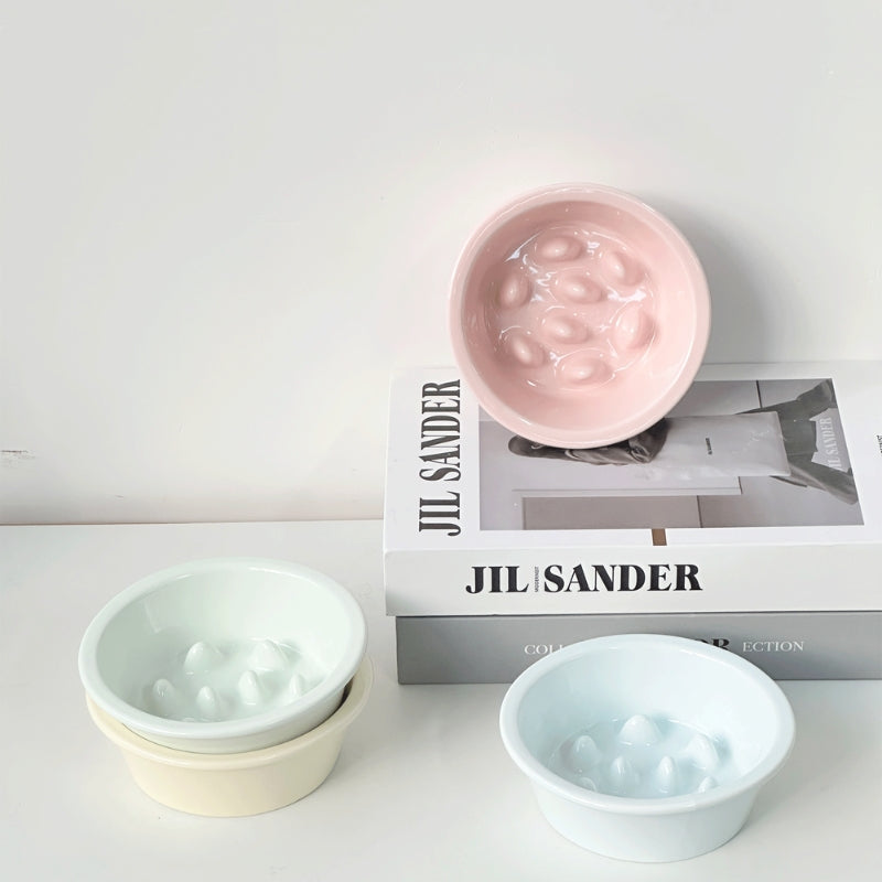 Ceramic Elevated Slow Feeder Bowl – Anti-Choking Feeding Bowl for Cats & Dogs