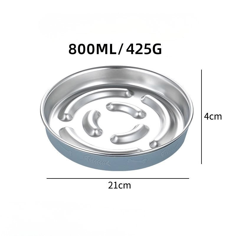 304 Stainless Steel Slow Feeder Bowl – Anti-Choking Pet Bowl with Non-Slip Silicone Base for Dogs & Cats