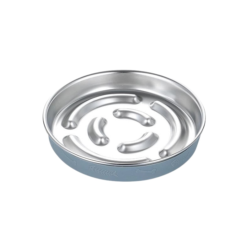 304 Stainless Steel Slow Feeder Bowl – Anti-Choking Pet Bowl with Non-Slip Silicone Base for Dogs & Cats