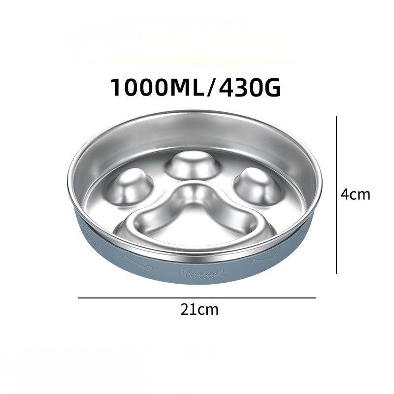 304 Stainless Steel Slow Feeder Bowl – Anti-Choking Pet Bowl with Non-Slip Silicone Base for Dogs & Cats