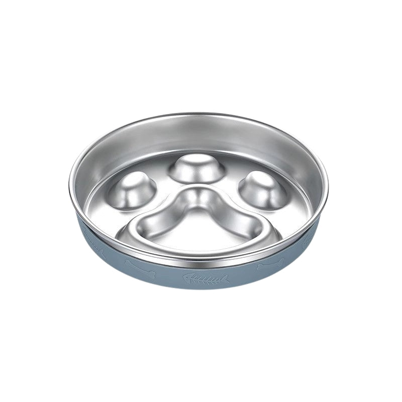 304 Stainless Steel Slow Feeder Bowl – Anti-Choking Pet Bowl with Non-Slip Silicone Base for Dogs & Cats