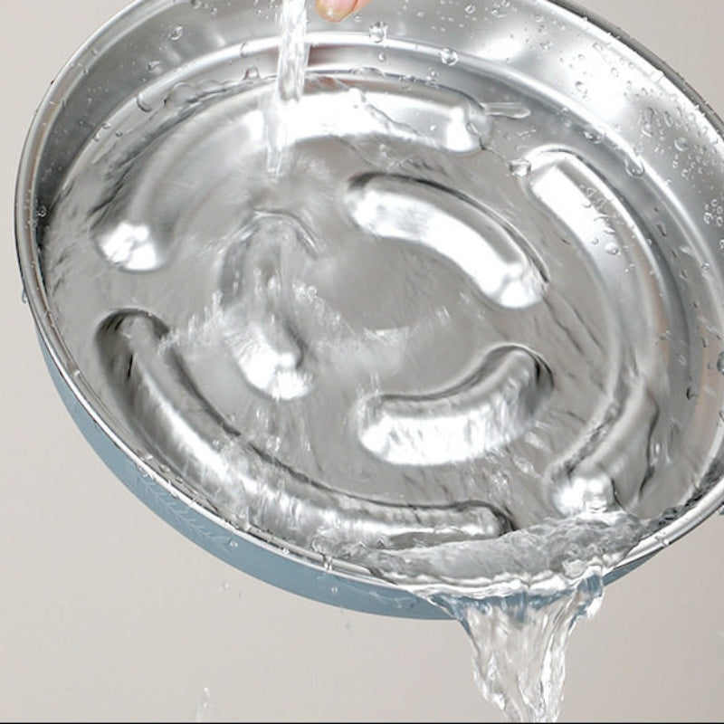 304 Stainless Steel Slow Feeder Bowl – Anti-Choking Pet Bowl with Non-Slip Silicone Base for Dogs & Cats