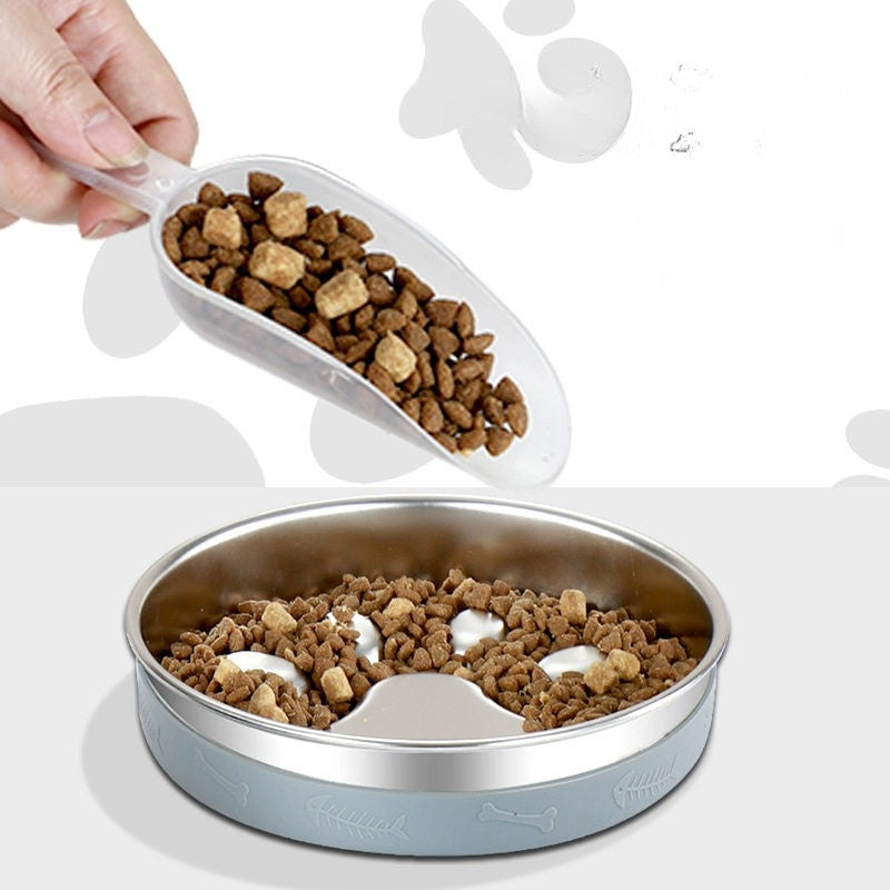 304 Stainless Steel Slow Feeder Bowl – Anti-Choking Pet Bowl with Non-Slip Silicone Base for Dogs & Cats