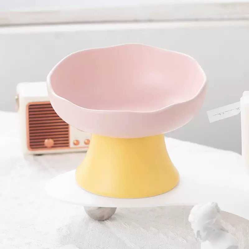 Elevated Ceramic Pet Bowl 250ml – Underglaze Raised Cat & Small Dog