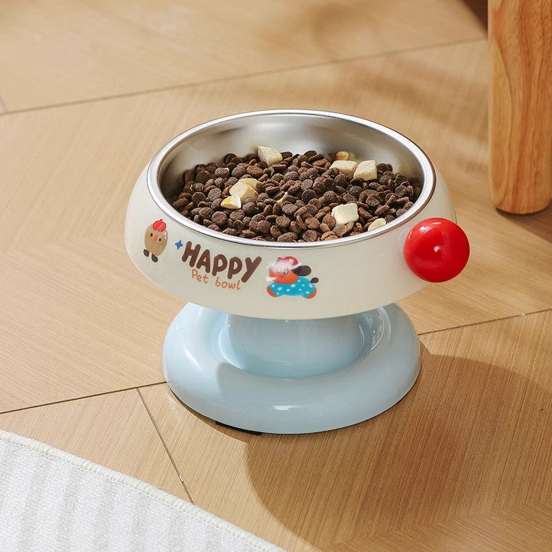 Elevated Stainless Steel Pet Bowl with ABS Base – Dog & Cat Feeding Bowl