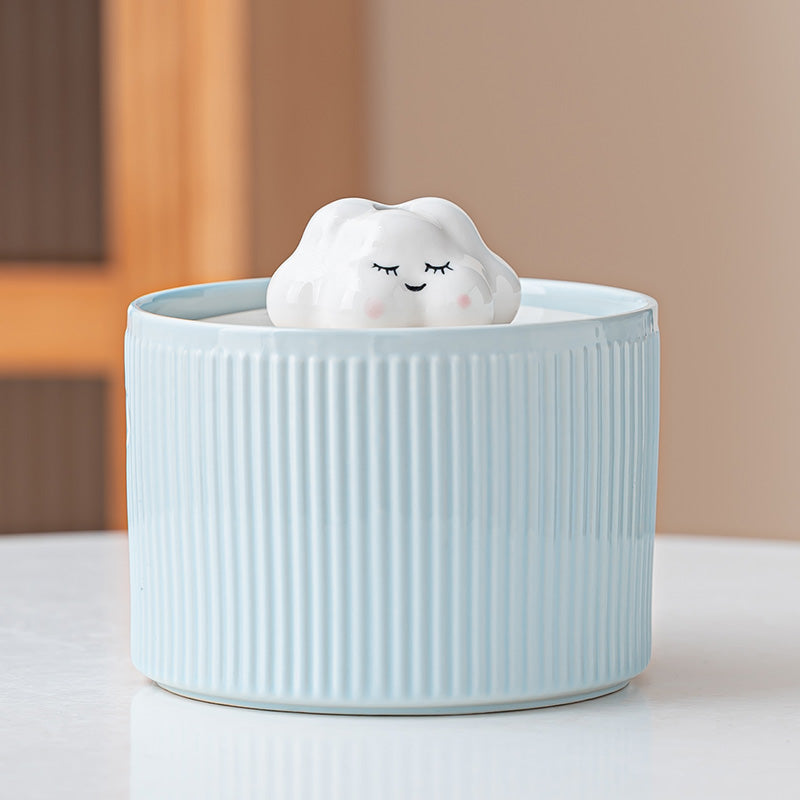 Ceramic Automatic Pet Water Fountain – 1000ml Quiet Drinking Fountain for Cats & Small Dogs