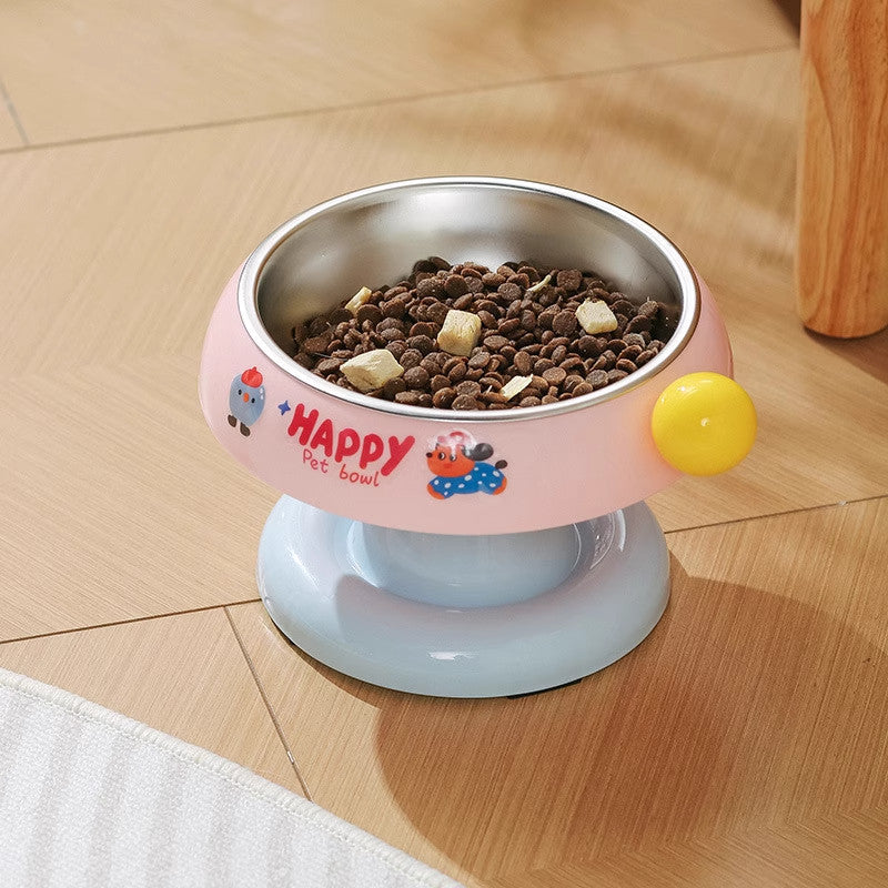 Elevated Stainless Steel Pet Bowl with ABS Base – Dog & Cat Feeding Bowl