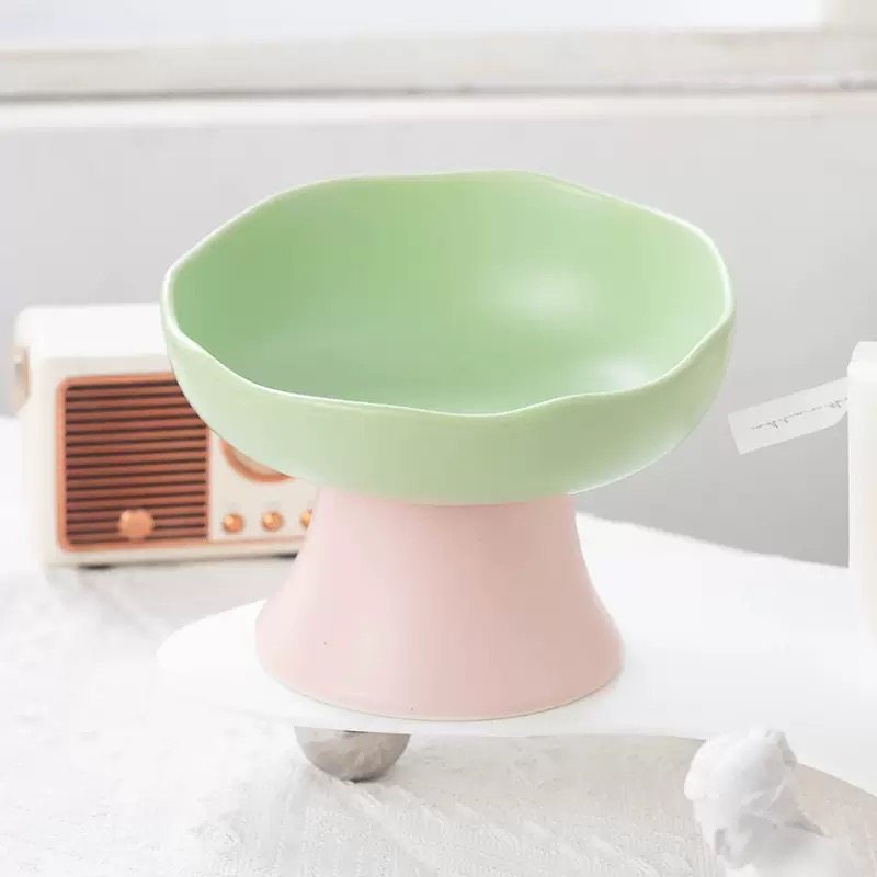 Elevated Ceramic Pet Bowl 250ml – Underglaze Raised Cat & Small Dog
