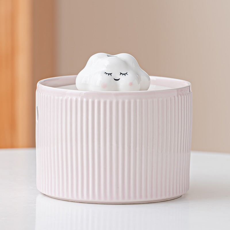 Ceramic Automatic Pet Water Fountain – 1000ml Quiet Drinking Fountain for Cats & Small Dogs