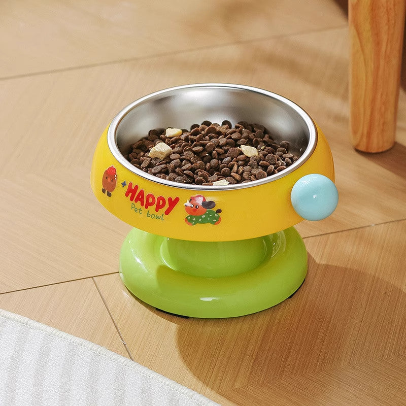 Elevated Stainless Steel Pet Bowl with ABS Base – Dog & Cat Feeding Bowl