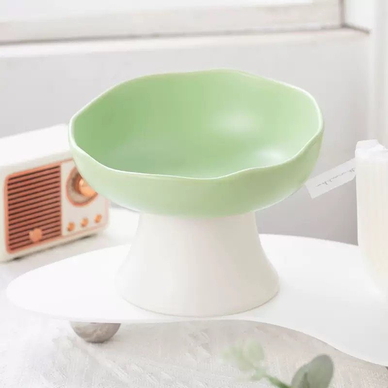 Elevated Ceramic Pet Bowl 250ml – Underglaze Raised Cat & Small Dog