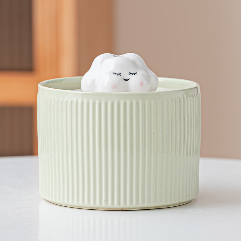 Ceramic Automatic Pet Water Fountain – 1000ml Quiet Drinking Fountain for Cats & Small Dogs