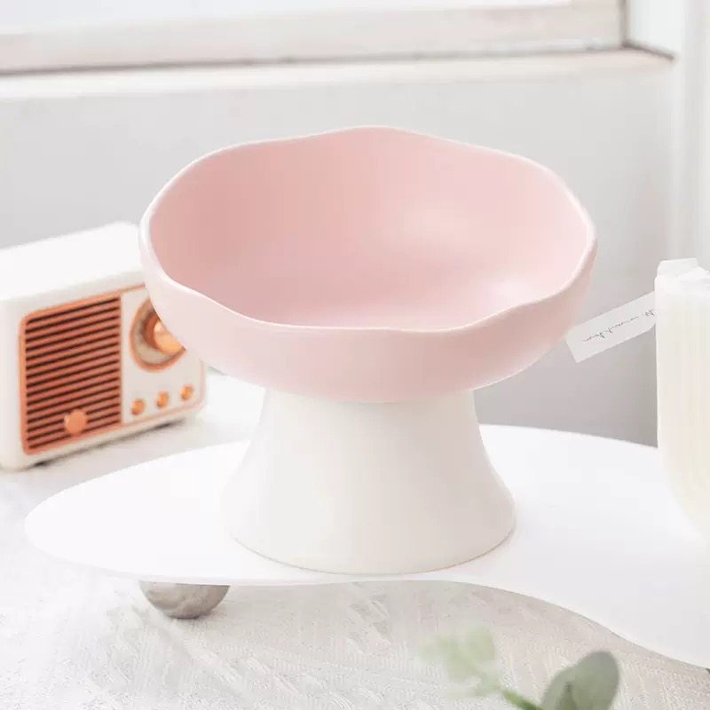 Elevated Ceramic Pet Bowl 250ml – Underglaze Raised Cat & Small Dog