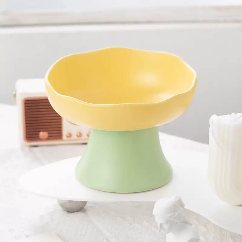 Elevated Ceramic Pet Bowl 250ml – Underglaze Raised Cat & Small Dog