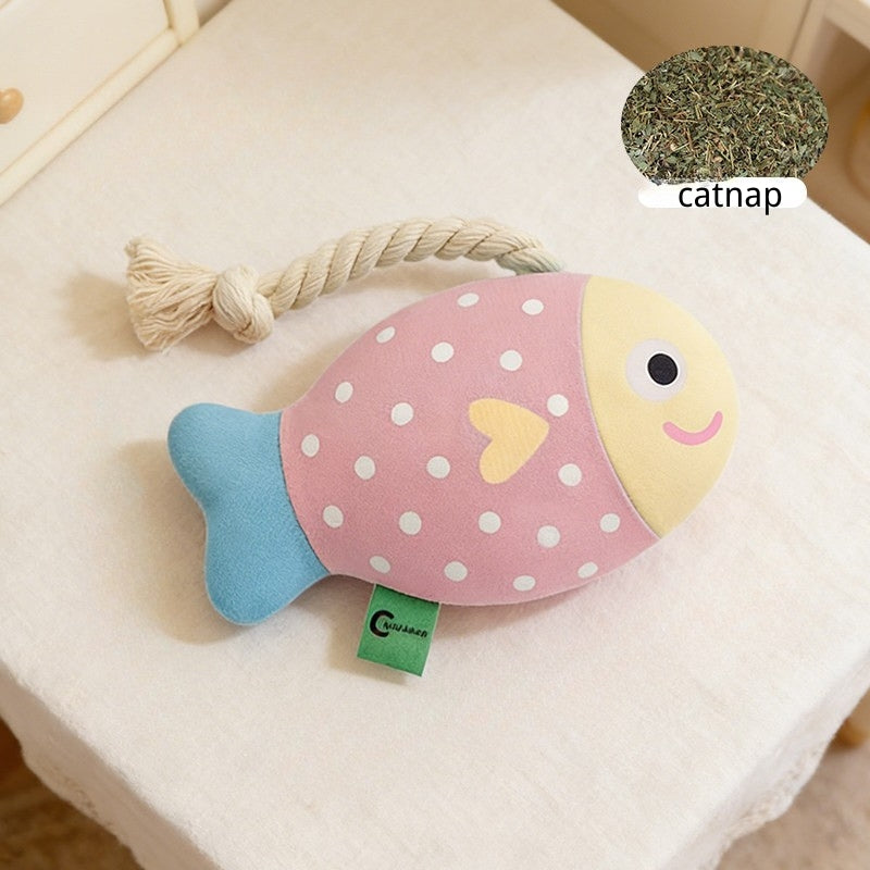 Plush Fish Cat Teaser Toy with Catnip – Chewable & Interactive Cat Toy