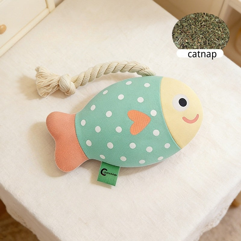 Plush Fish Cat Teaser Toy with Catnip – Chewable & Interactive Cat Toy