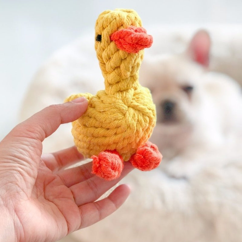 Dog Rope Knot Chew Toy – Carrot & Duck Cotton Rope Toy for Puppies