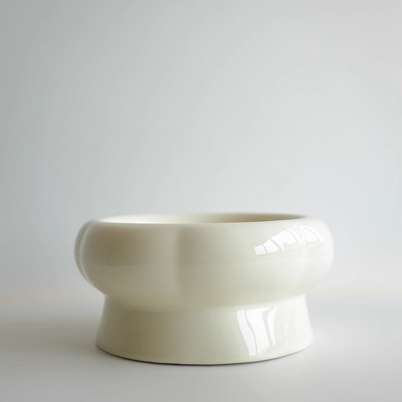 Elevated Ceramic Cat Bowl – Pure White Minimalist Feeding Bowl for Cats