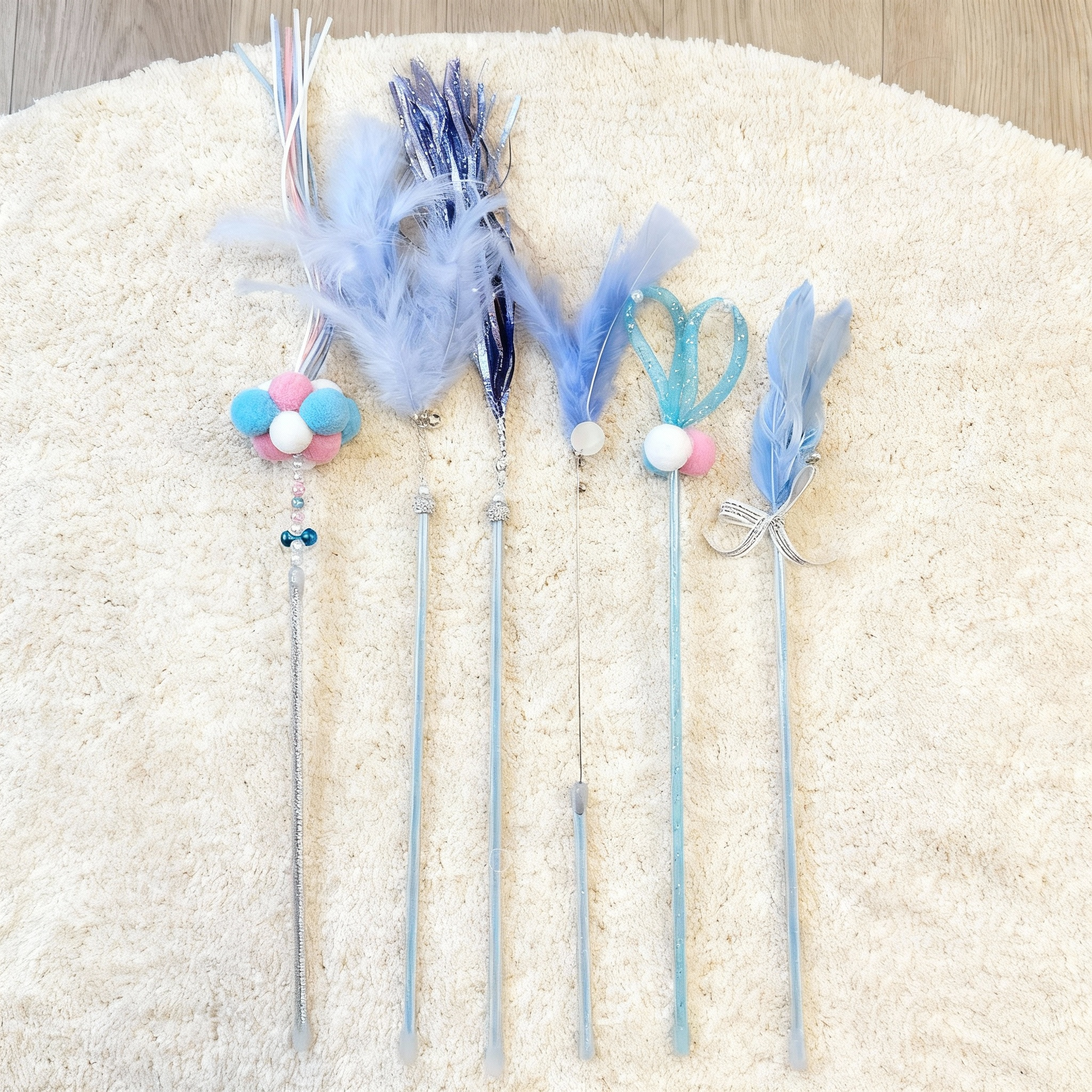 6-Piece Cat Teaser Wand Set – Interactive Toy Set for Cats