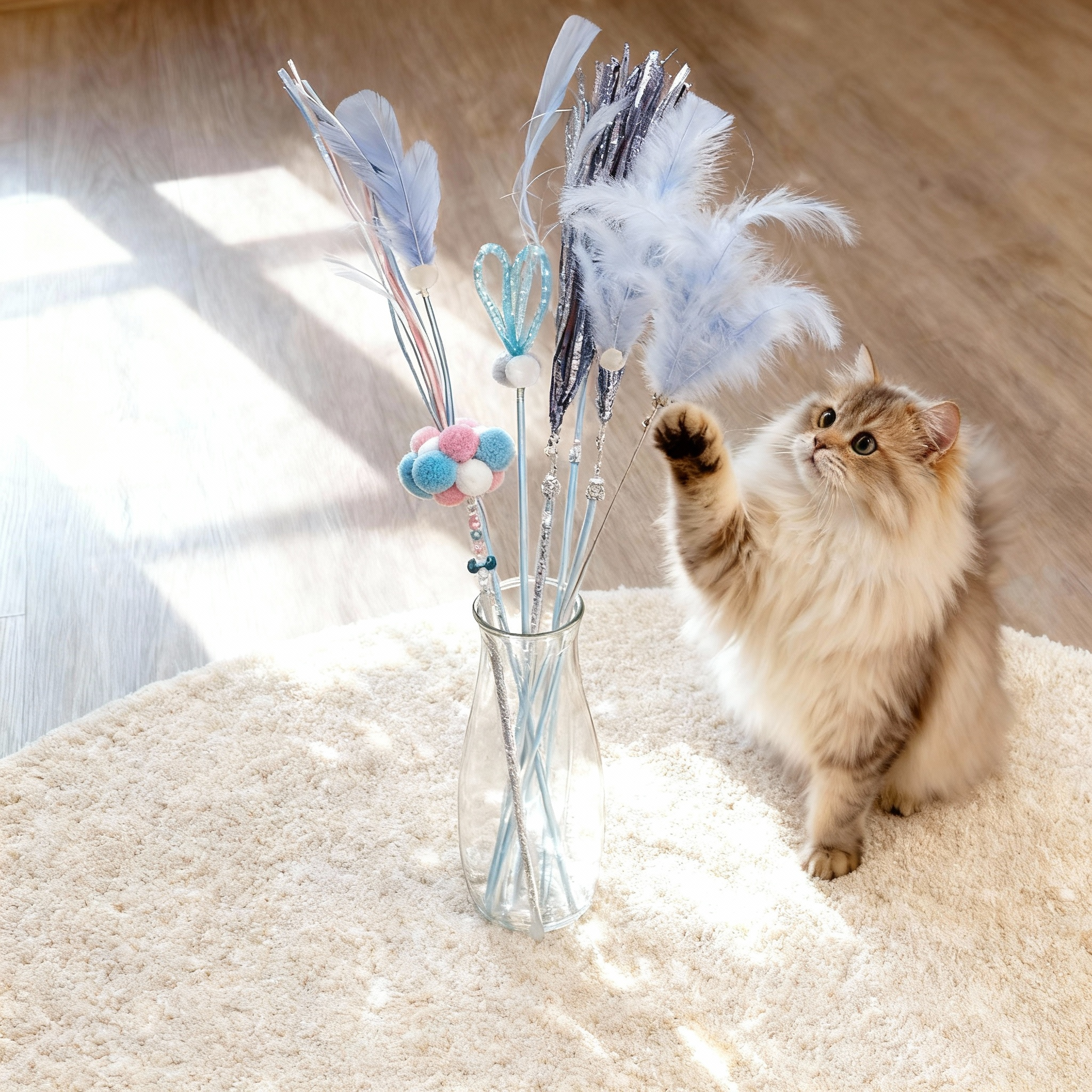 6-Piece Cat Teaser Wand Set – Interactive Toy Set for Cats