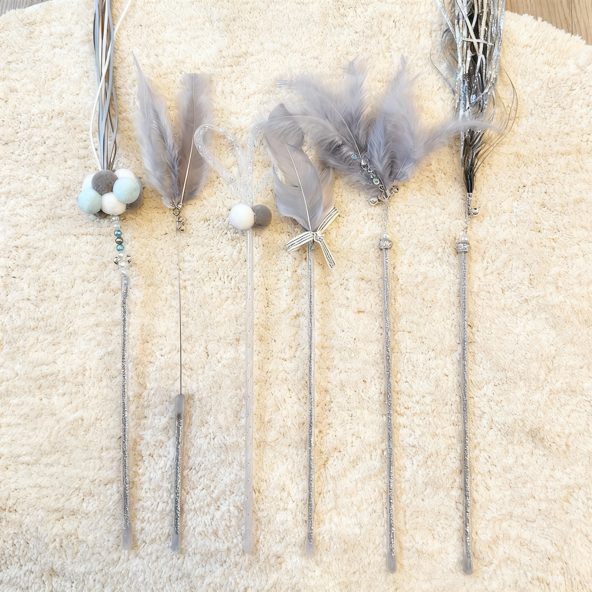 6-Piece Cat Teaser Wand Set – Interactive Toy Set for Cats