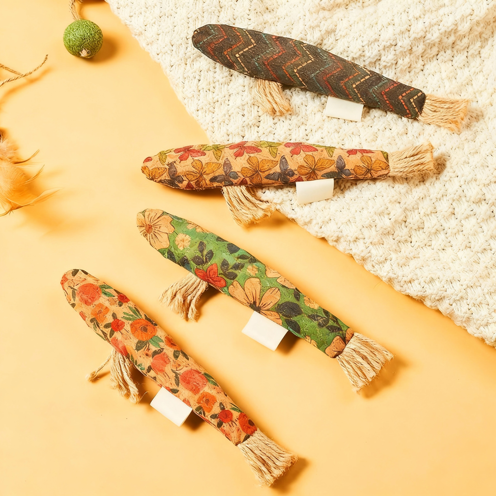 Catnip Toy with Natural Ingredients – Durable Cork Fabric Chew Toy for Cats