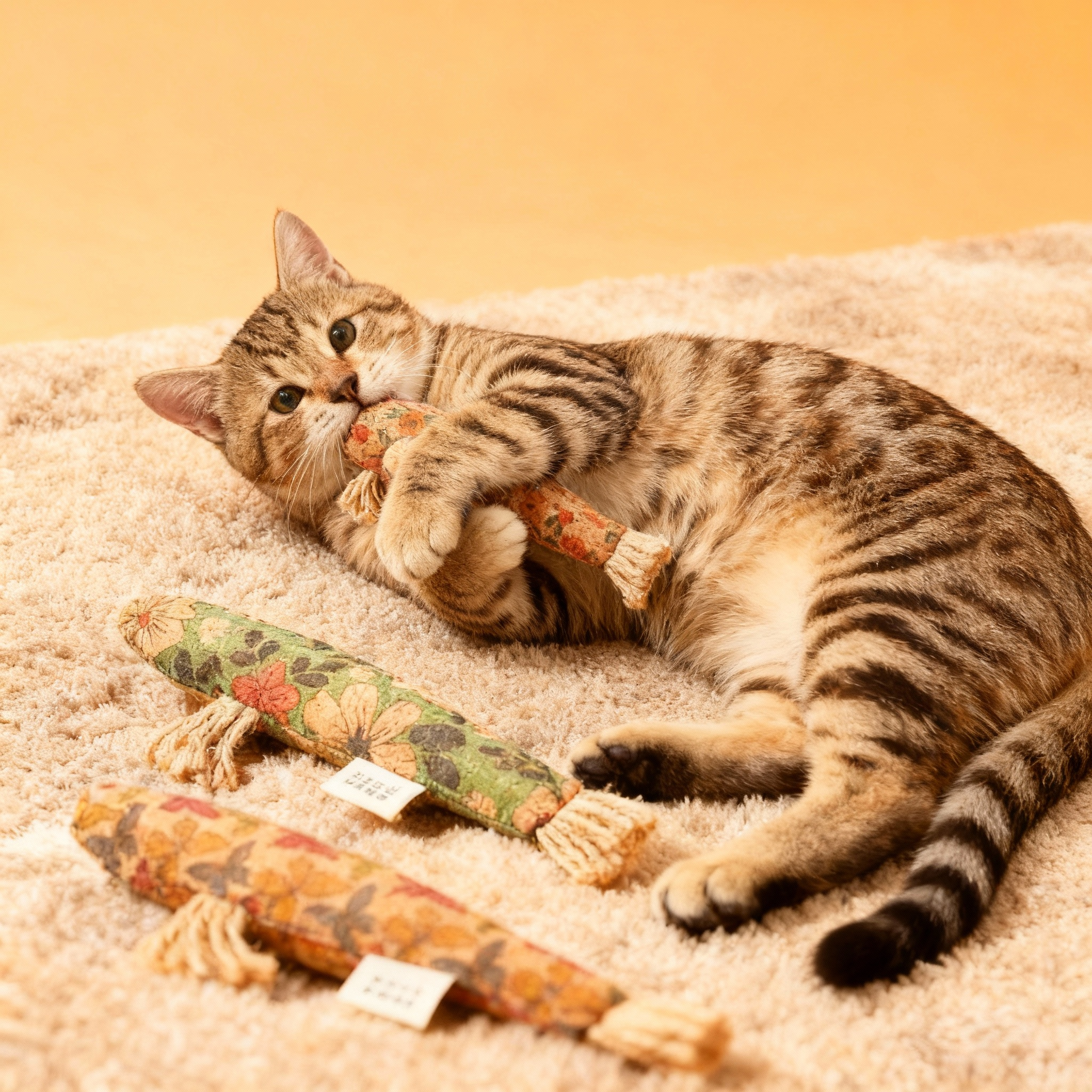 Catnip Toy with Natural Ingredients – Durable Cork Fabric Chew Toy for Cats