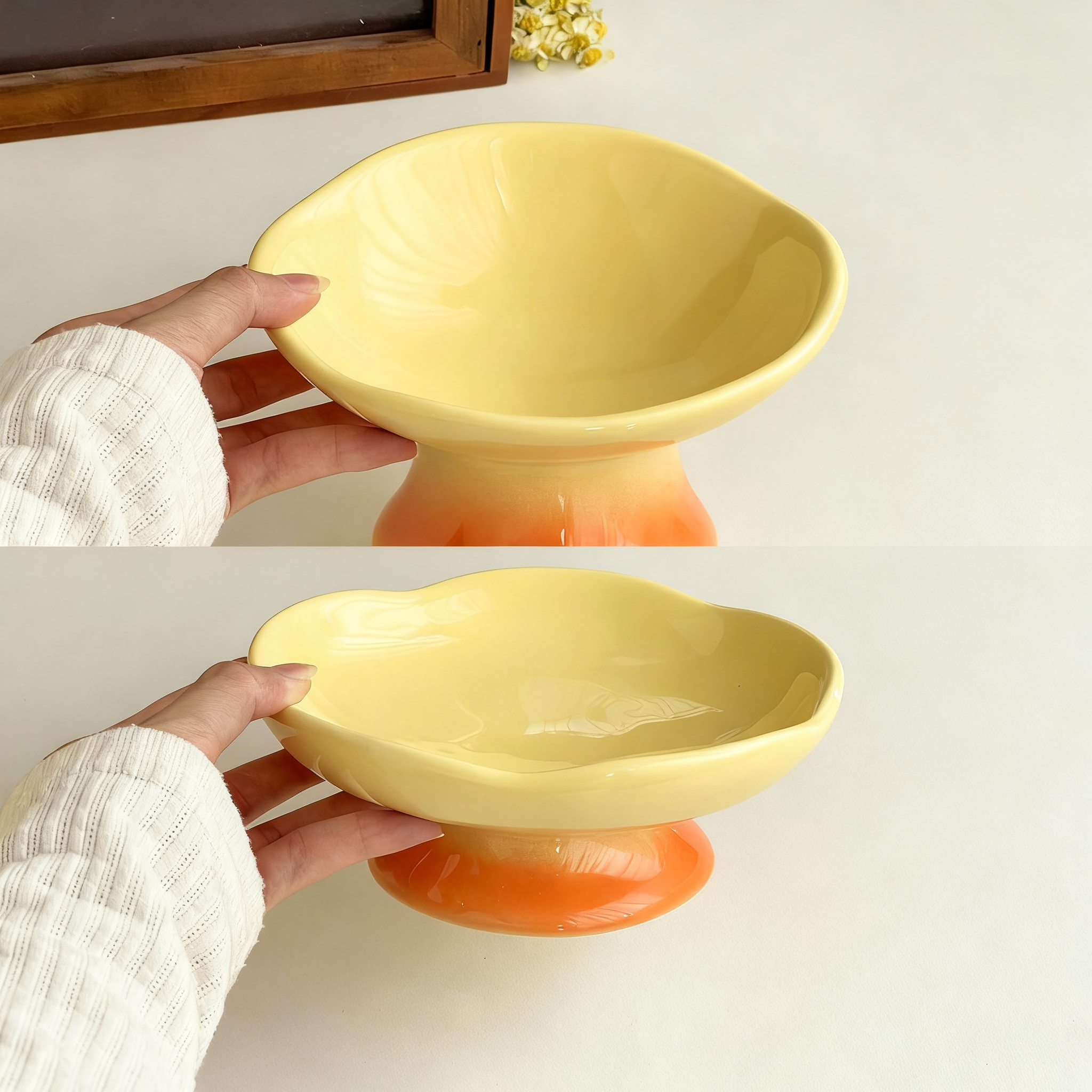 Elevated Wide Ceramic Pet Bowl – 250ml Raised Bowl for Cats & Small Dogs