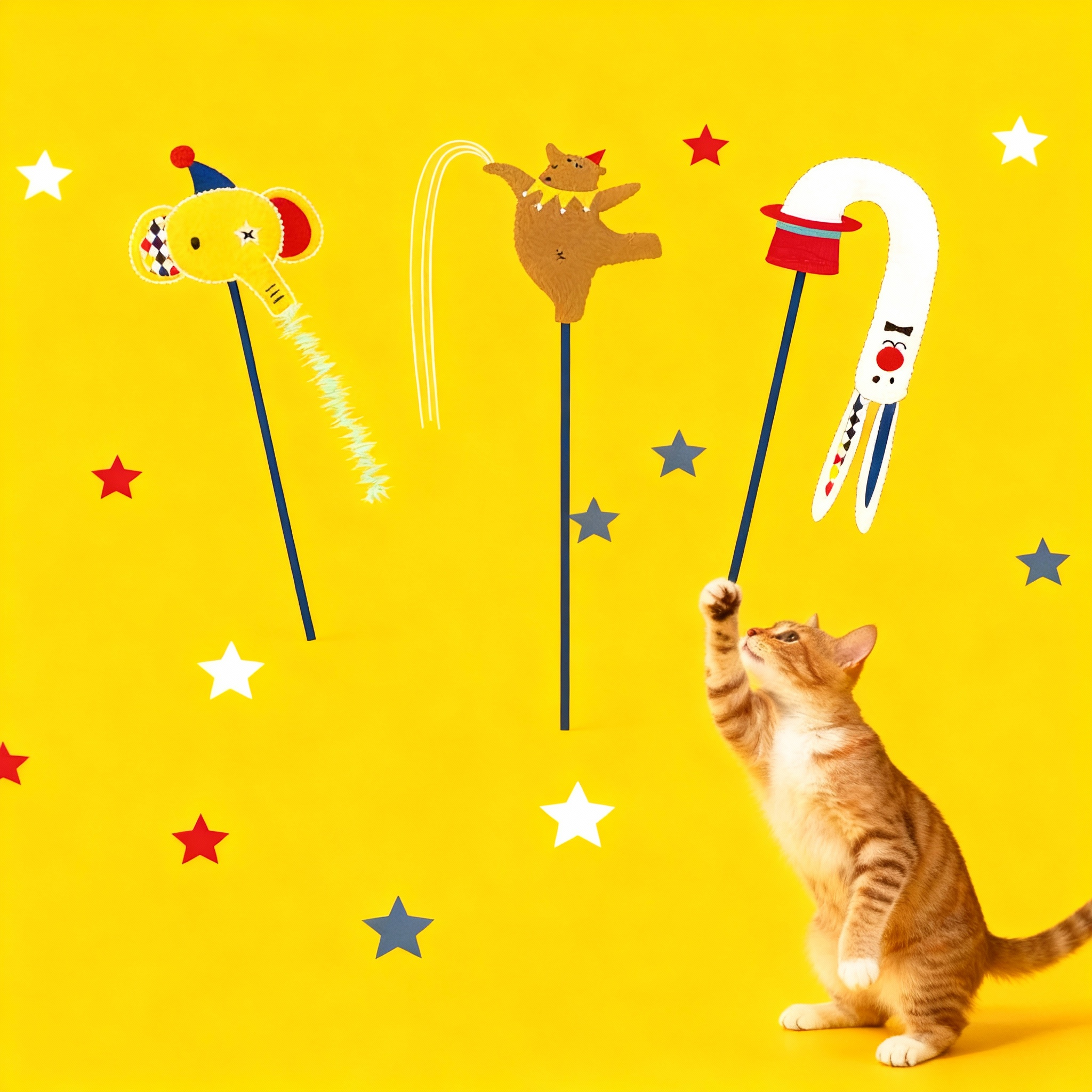 Cat Teaser Wand Toy with Crinkle Paper, Bell, Catnip & Feather – Kitten Toy