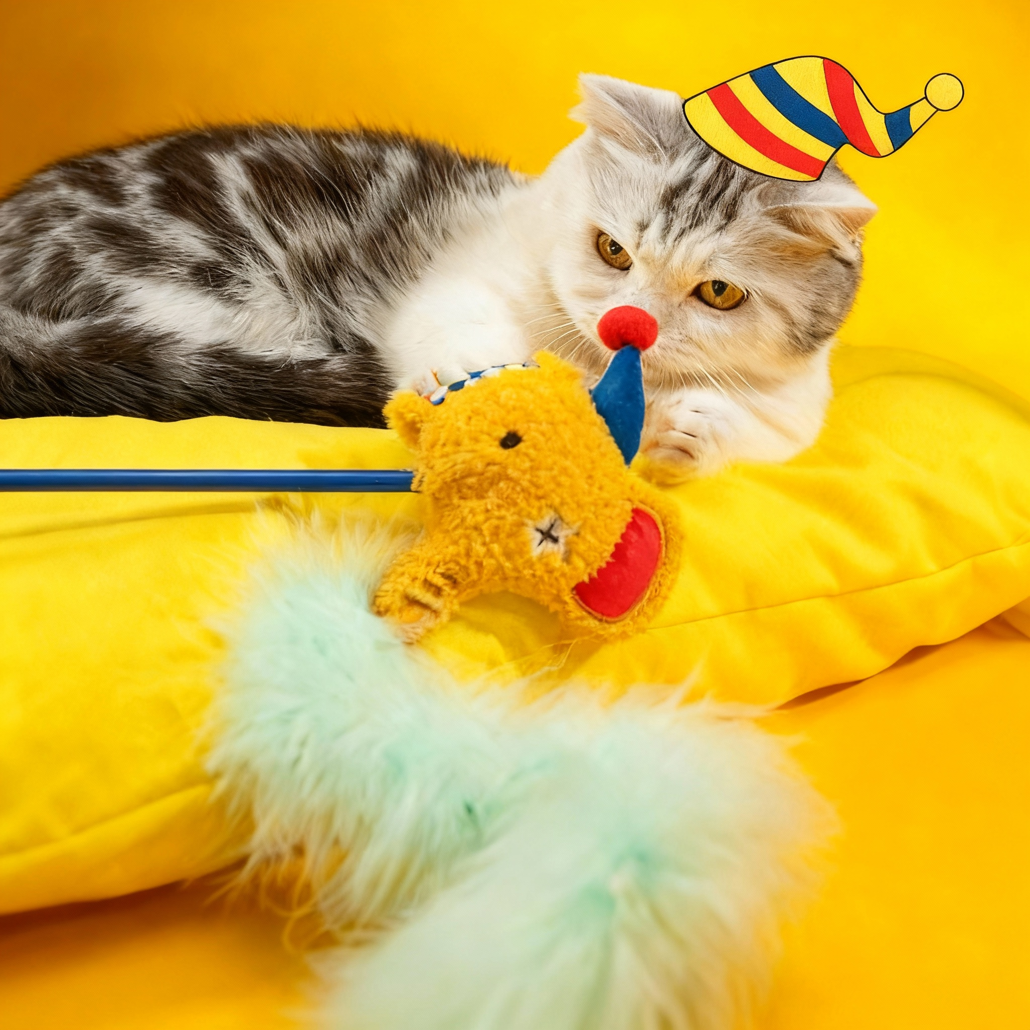 Cat Teaser Wand Toy with Crinkle Paper, Bell, Catnip & Feather – Kitten Toy