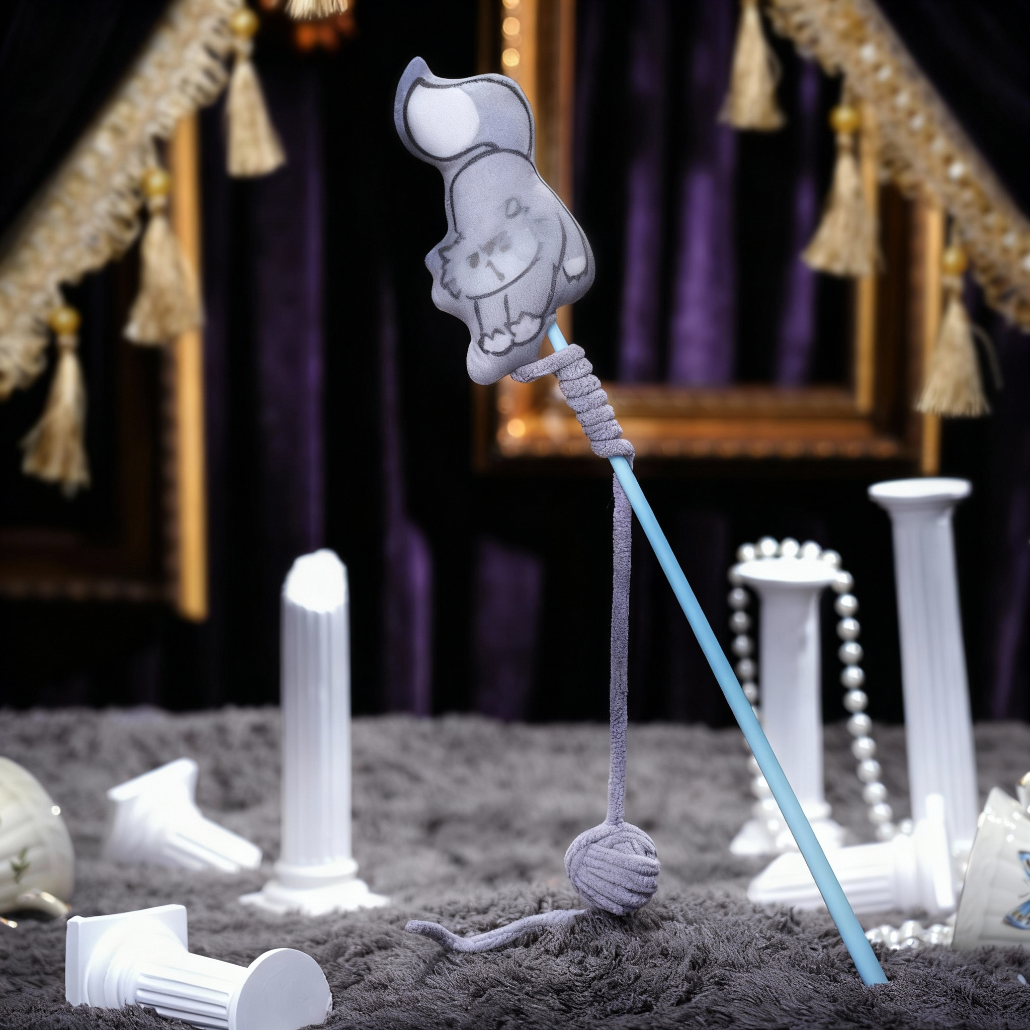 Cat Teaser Wand Toy with Crinkle Paper, Bell, Catnip & Feather – Kitten Toy