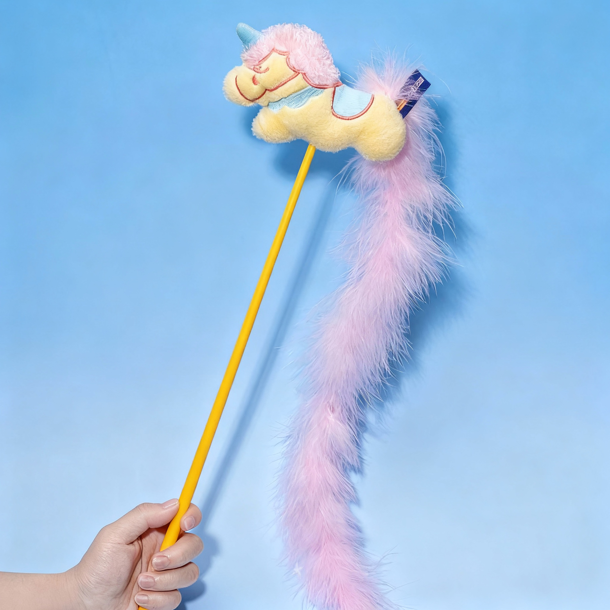 Cat Teaser Wand Toy with Crinkle Paper, Bell, Catnip & Feather – Kitten Toy