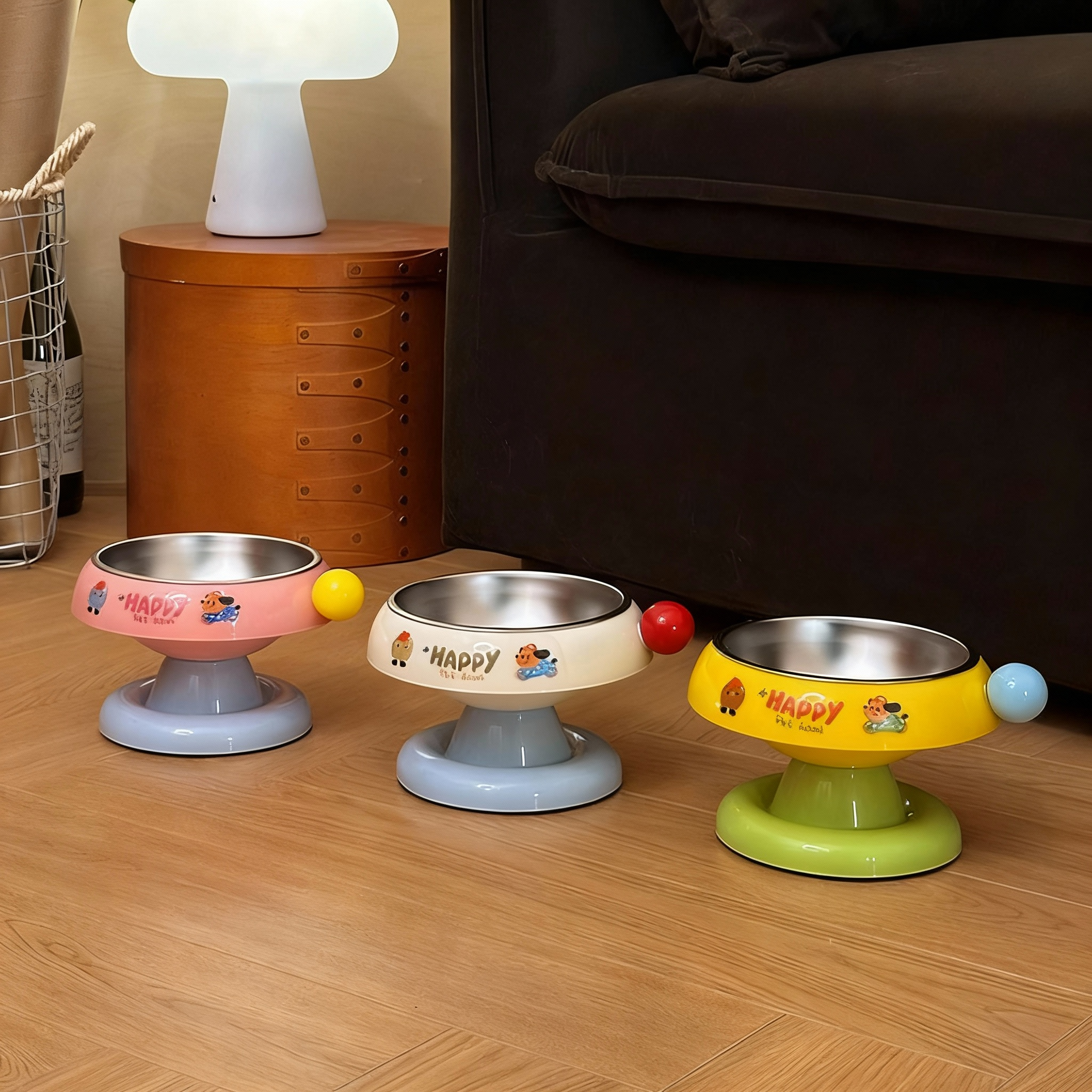 Elevated Stainless Steel Pet Bowl with ABS Base – Dog & Cat Feeding Bowl