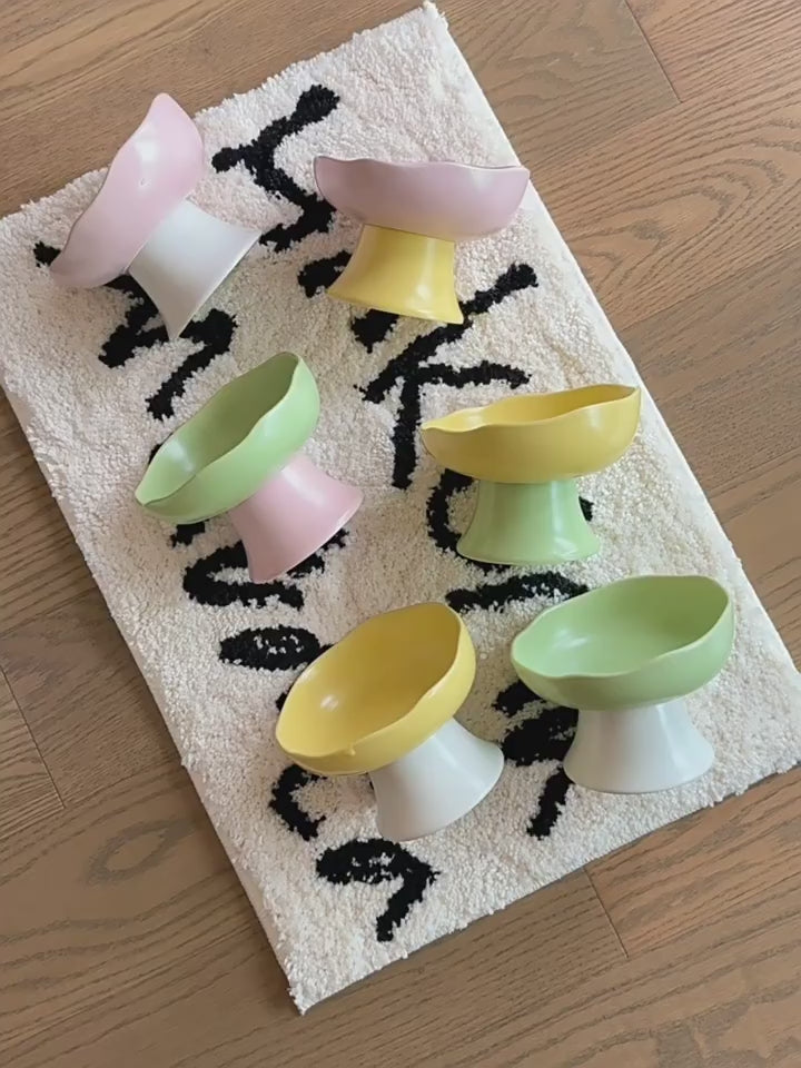 Elevated Ceramic Pet Bowl 250ml – Underglaze Raised Cat & Small Dog